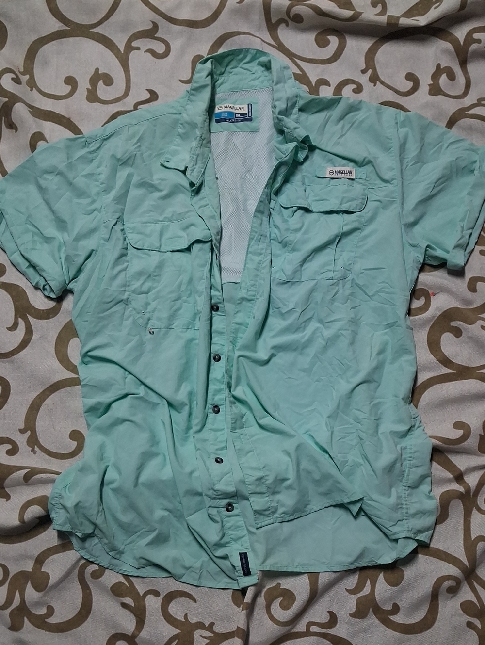 Magellan Outdoors Men’s Short-Sleeve Button-Down Shirt - Mint